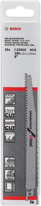 Actual product image Bosch Professional Zubehör Sabre saw blade S 2345 X, Progressor for Wood, 25-pack