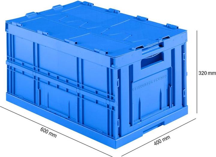 Actual product image Schäfer Shop Folding box in EURO size FK E-D-6320-2, with lid, 64 l (600 x 400 x 320 mm, 65 l)