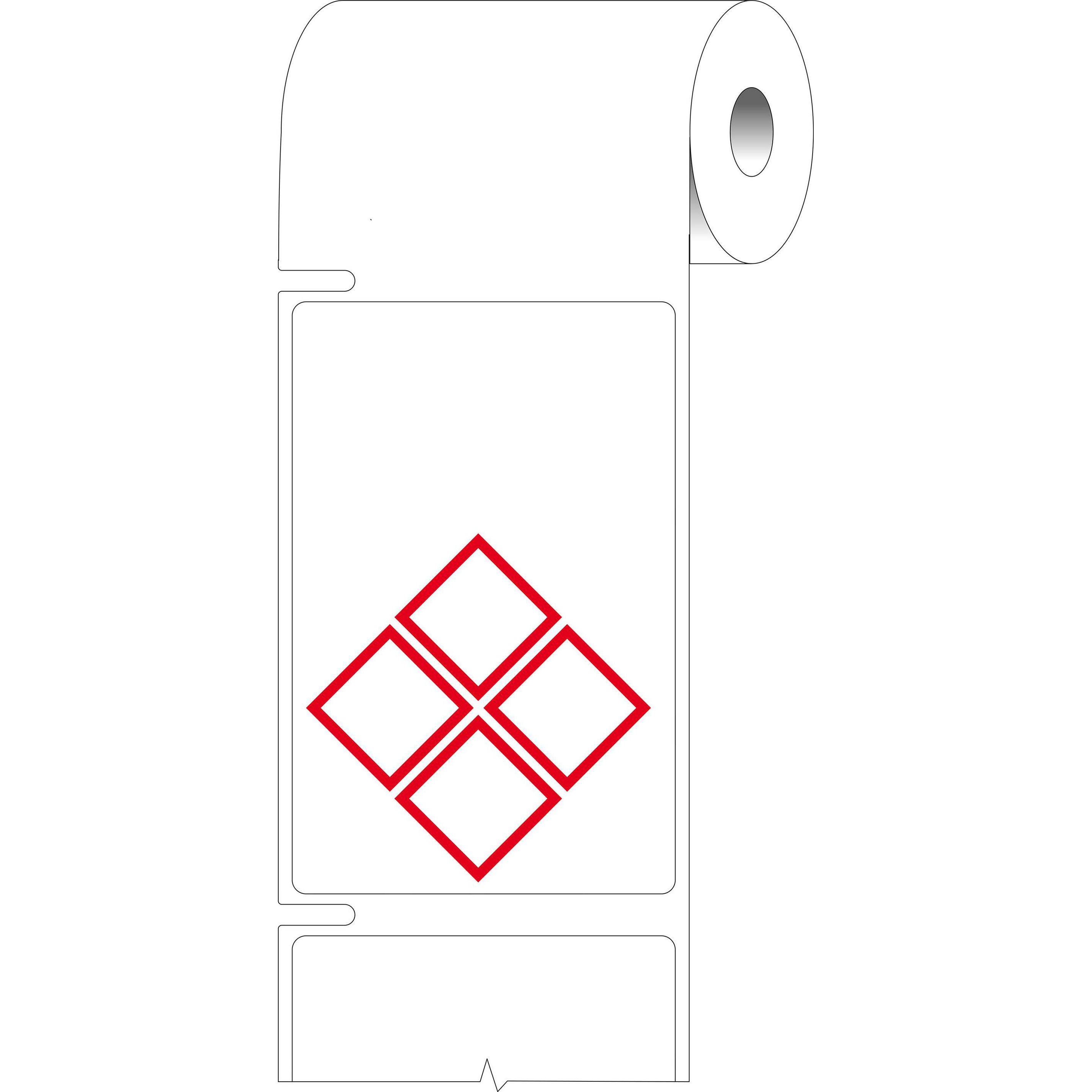 Brady, Etiketten, THTCLP-S-L4B-7594-2, Polypropylen, Weiss, glänzend, 55.00 x 85.00 mm, Layout L4B (4 rote Raut
