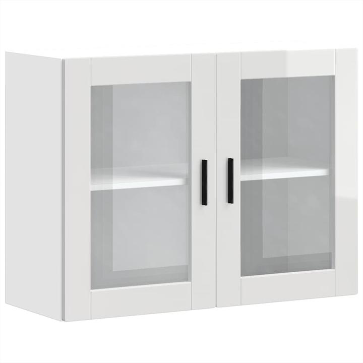 Image du produit VidaXL Armoire suspendue de cuisine avec porte en verre Porto blanc brillant Armoire murale de cuisine (80 x 31 x 60 cm)