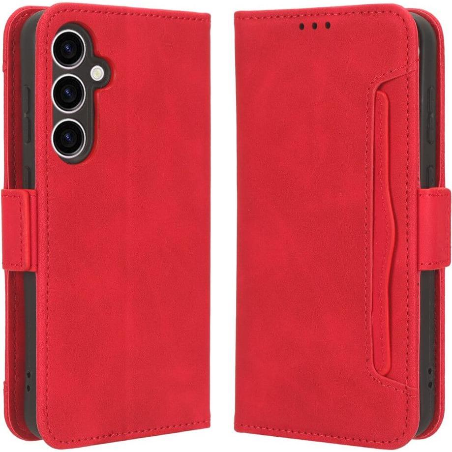 Cover-Discount Galaxy S23 FE - Etui mit vielen Kartenfächer rot (Samsung Galaxy S23 FE), Smartphone Hülle, Rot