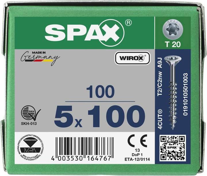 Actual product image Spax Countersunk Multi-Head T-Star Plus T20 Partially Threaded Wirox (100 Screws per piece)