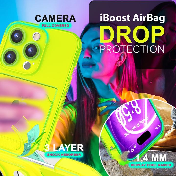 Immagine prodotto Nalia Portacarte trasparente in silicone trasparente al neon (Apple iPhone 16 Pro Max)