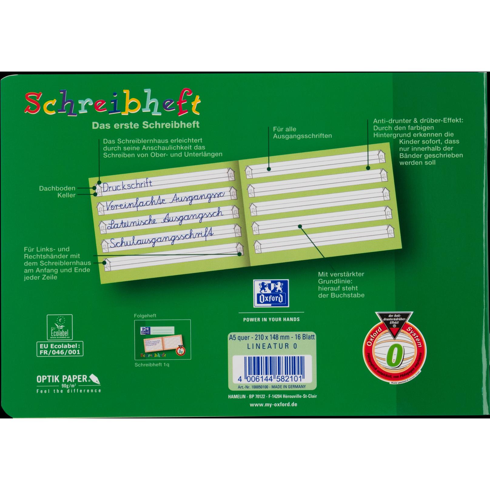Oxford, Heft + Block, Schreibheft A5 quer (A5, Liniert, Weicher Einband)