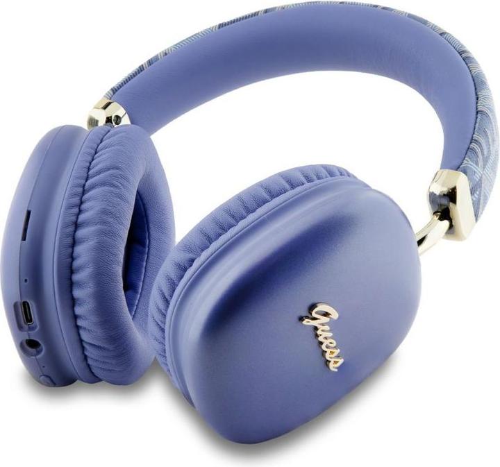 Actual product image Guess słuchawki nauszne Bluetooth GUBHK1GCTCSU fioletowy/purple Gcube Metallic Script Logo (32 h, Wireless)