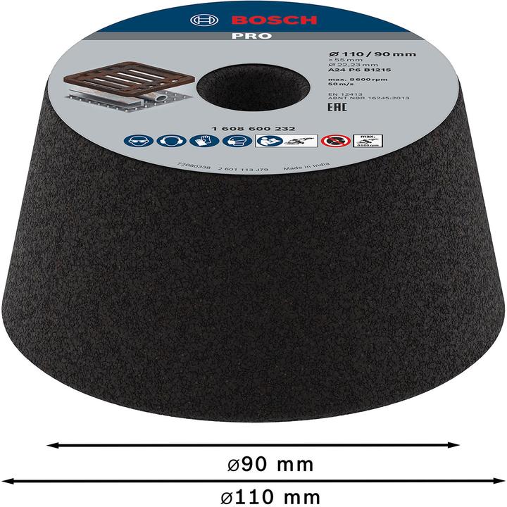 Produktbild Bosch Professional Zubehör PRO Metal Konischer Schleiftopf, 90 x 110 x 55 mm, G24 (24)