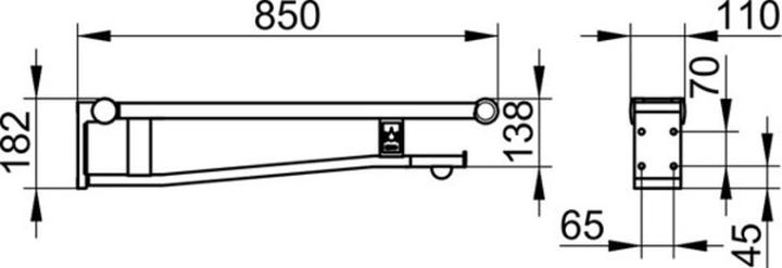 Produktbild Keuco Stützklappgriff PLAN CARE WC 850mm li Ausf Alu sil-elo/sw