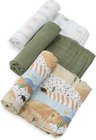 Actual product image little unicorn Cotton Muslin Swaddle 3 Pack - Desert Hills (120 cm, 120 cm)