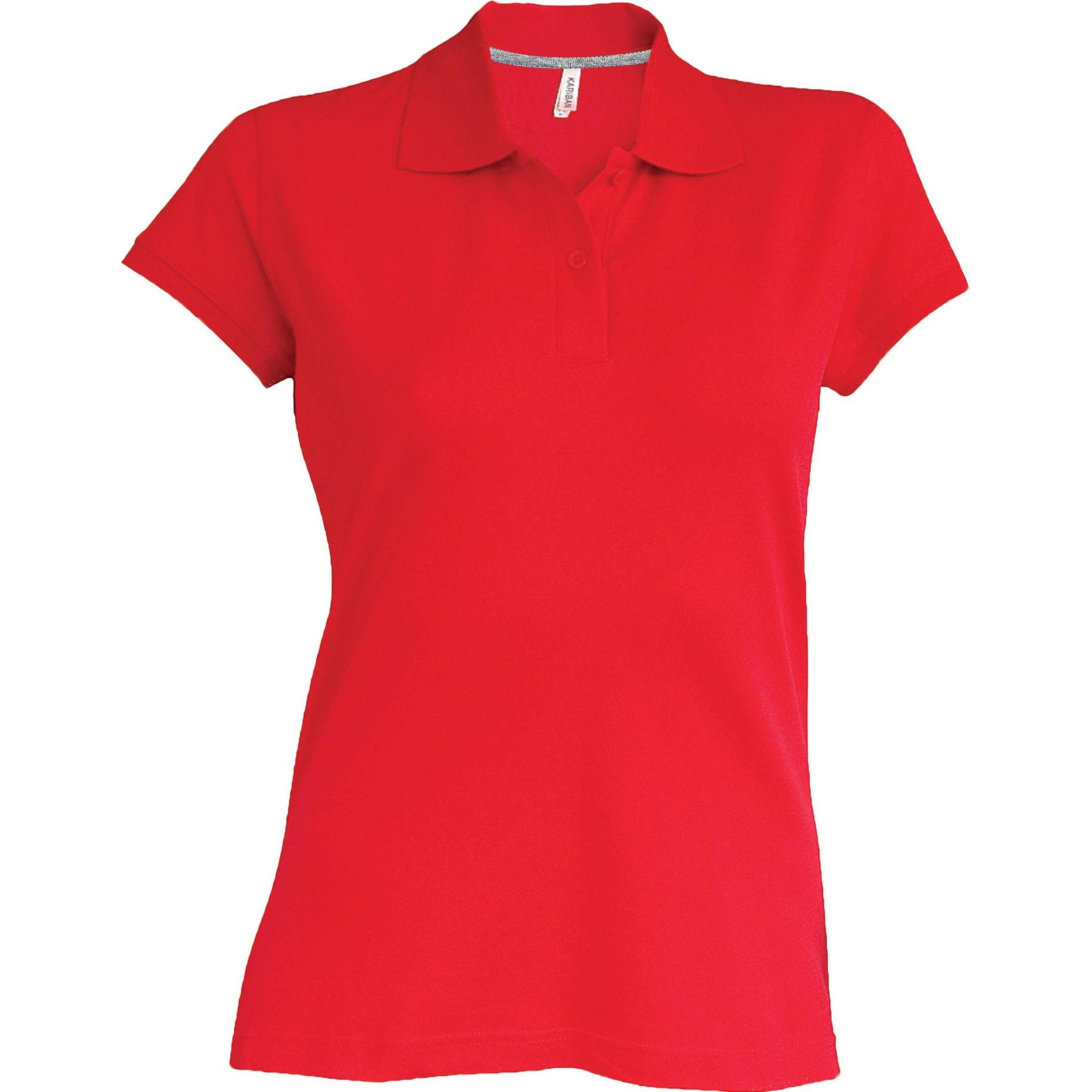Kariban, Damen, Shirt, Damen Polo mit kurzen Ärmeln, Rot, (L)