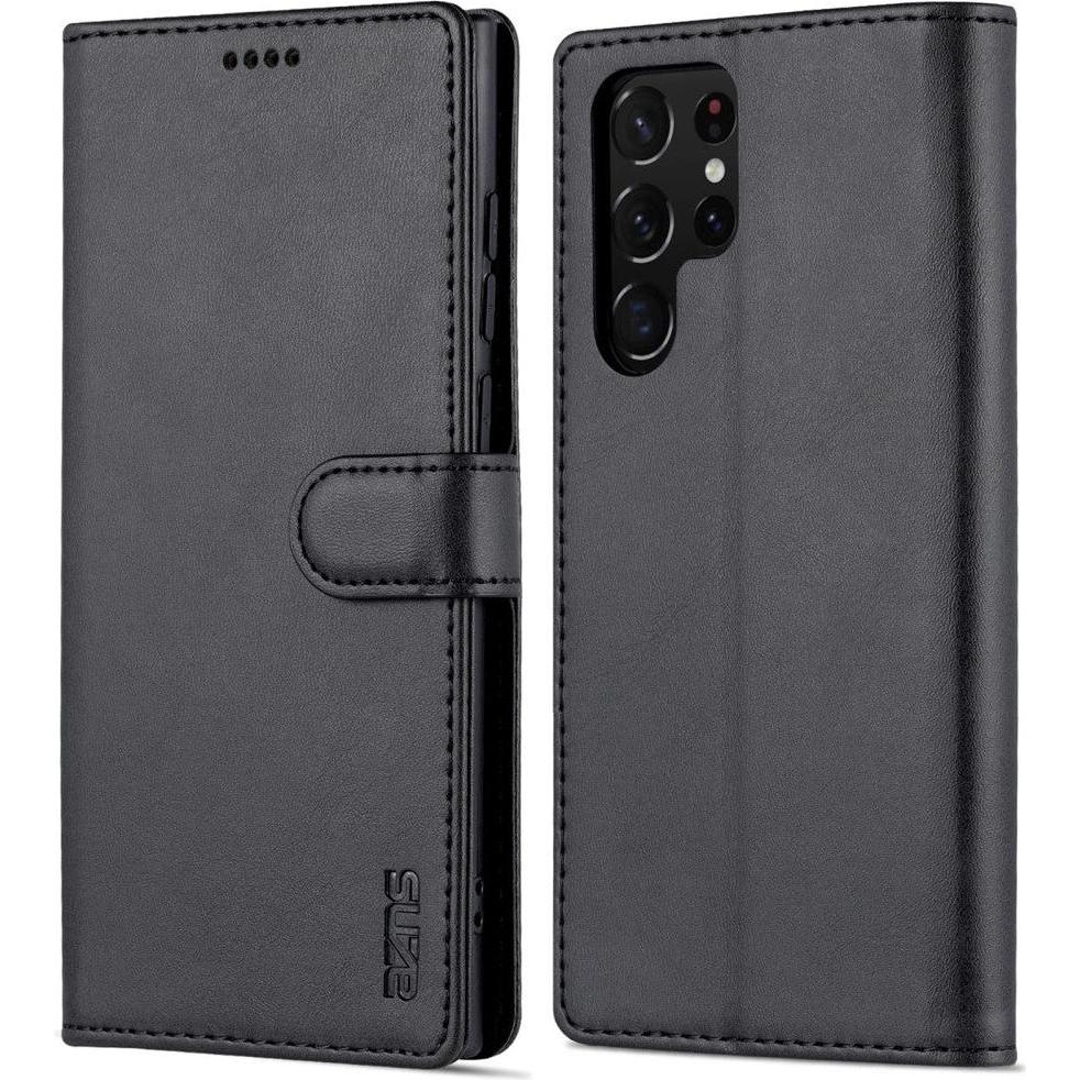 Cover-Discount Leder Etui (Samsung Galaxy S22 Ultra), Smartphone Hülle, Schwarz