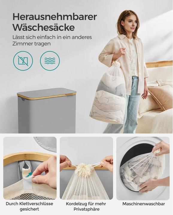 Actual product image Songmics Wäschekorb, Grau (130 l)