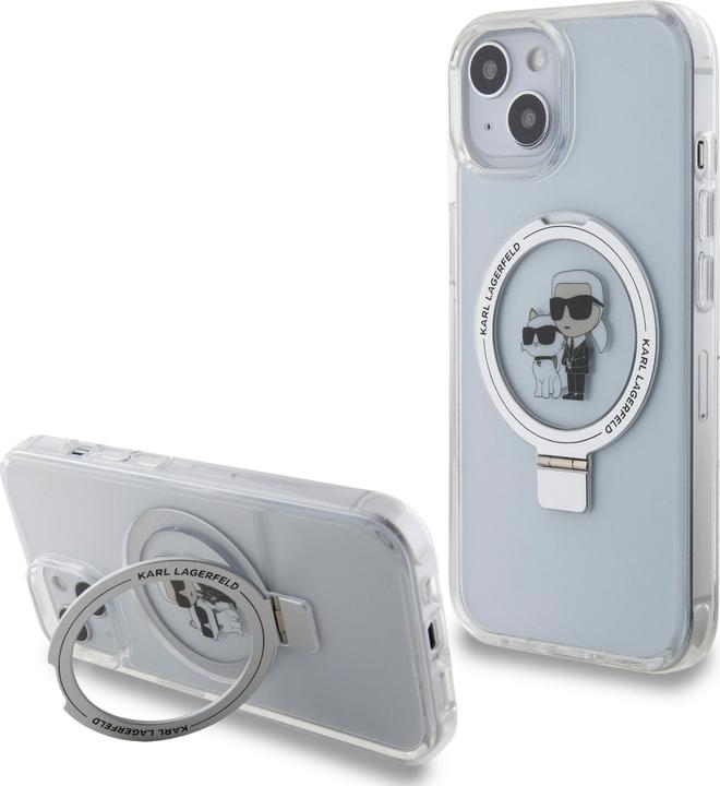Produktbild Karl Lagerfeld KLHMP14SHMRSKCH iPhone 14 / 15 / 13 6.1" biały/white hardcase Ring Stand Karl&Choupet (Apple iPhone 13, Apple iPhone 14, Apple iPhone 15)