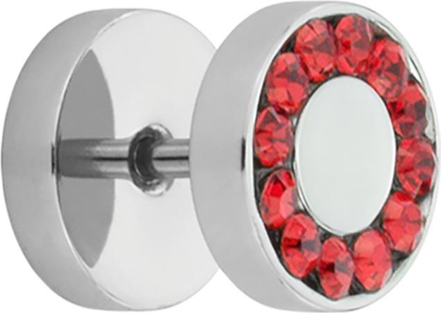 Produktbild Star Piercing Fake Plug High Polished mit Swarovski Kristall rot (ohne Messing, Chirurgenstahl 316L)