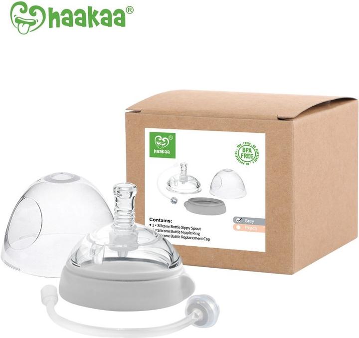 Immagine prodotto Haakaa Generaion 3 Attacco per biberon con set di cannucce automatiche - Grigio
