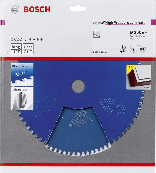 Produktbild Bosch Professional Zubehör Kreissägeblatt Expert for High Pressure Laminate, 250 x 30 x 2,8 mm, 80