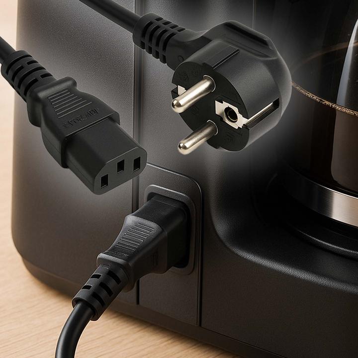 Actual product image Wiltec Netzkabel 4m Kaltgerätekabel Stromkabel abgewinkelt Kaltgerätestecker (4 m)