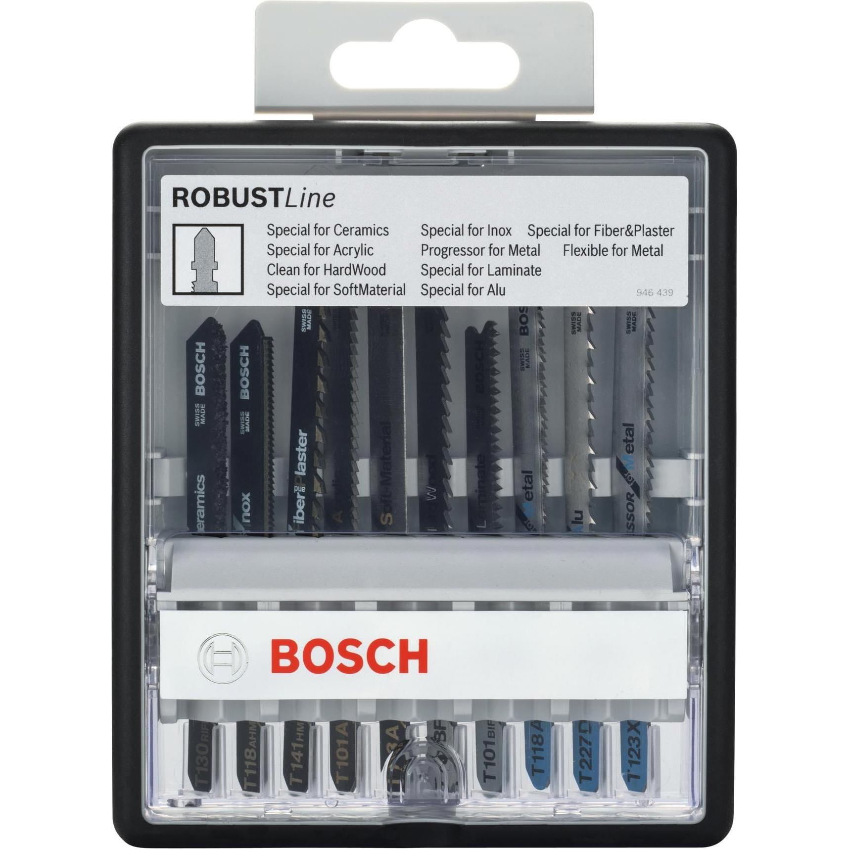 Thumbnail - Bosch Professional Zubehör, Sägeblatt, 10-tlg. Stichsägeblatt-Set, Robust Line, Speciality Materials, T-Schaft