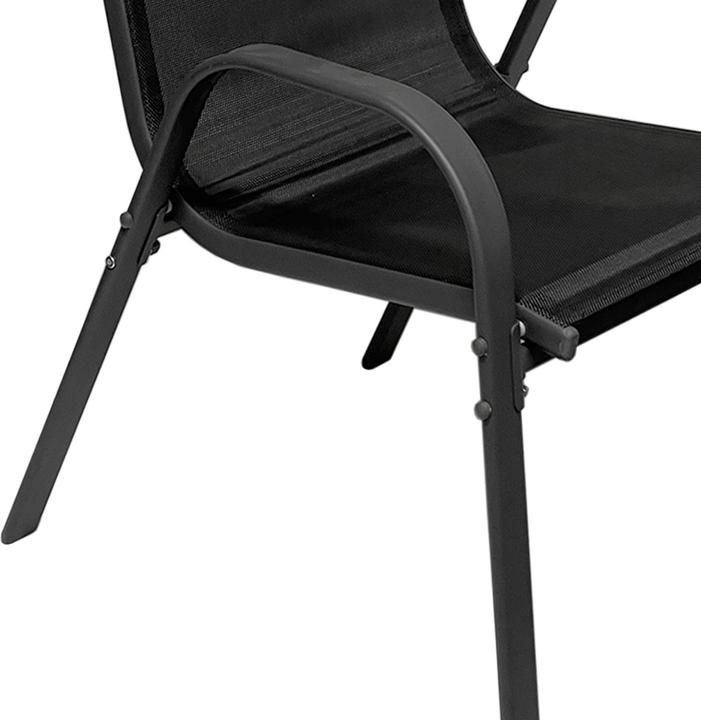 Actual product image Mojawo 2 pieces garden stacking chair colour anthracite - black metal - textile
