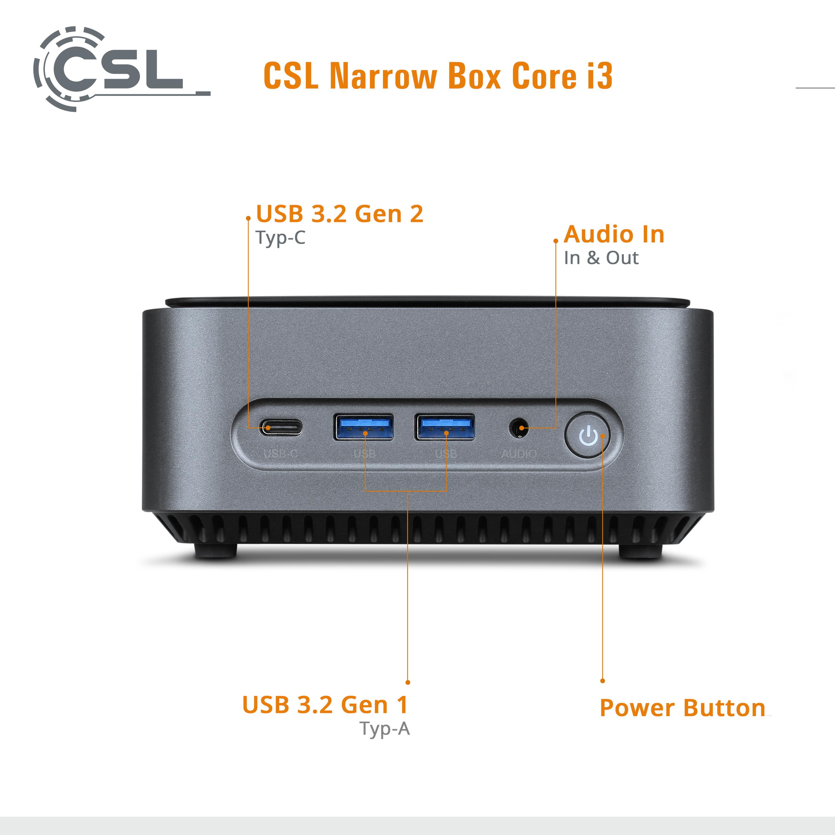 Thumbnail - CSL Mini-PC Narrow Box Core i3 (Intel Core i3-N305, 8 GB, 4000 GB, Intel UHD Graphics), PC, Schwarz