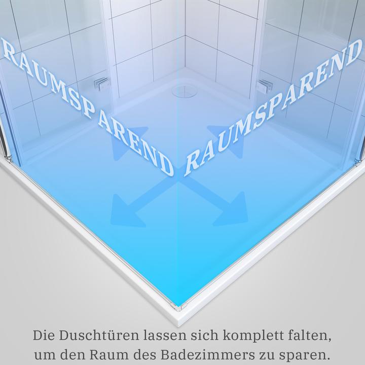 Image du produit SONNI Cabine de douche accès d'angle porte battante sans cadre 195cm 80x80cm (195 cm, 120 cm, 195 cm)