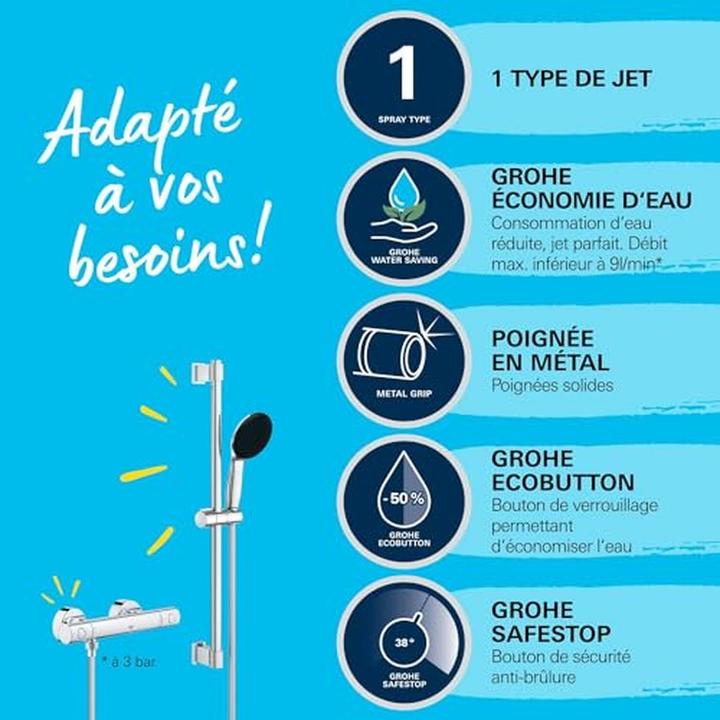 Image du produit Grohe Precision Get QuickFix mitigeur thermostatique de douche et barre de douche Vitalio Start 110