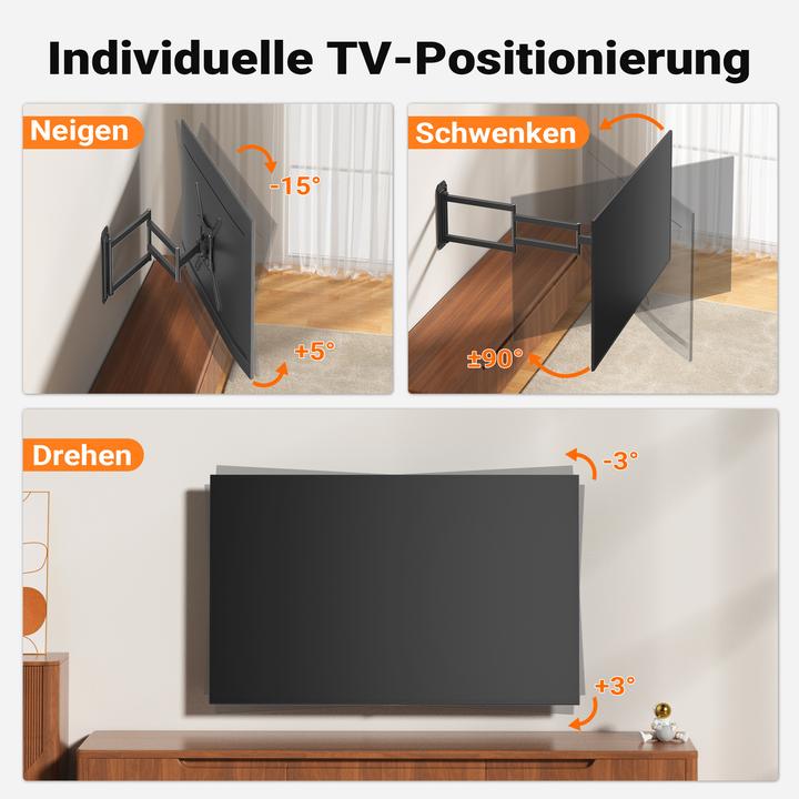 Produktbild Wiltec TV Halterung 23"–65" Wandhalterung schwenkbar 35kg Fernsehhalterung (Wand, 35 kg, 23" - 65")