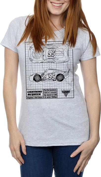 Immagine prodotto Disney Cars Lightning McQueen Blueprint Maglietta Donna (M)
