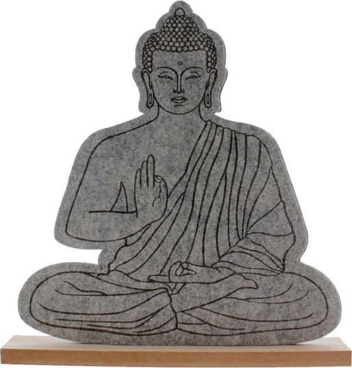 MICA Living Buddha sitzend - grau/braun - ca. 33 x 5 x 34,5 cm