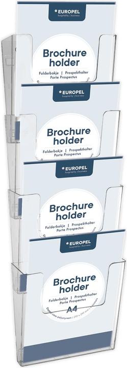 Europel Portadepliant da parete, A4 verticale, 4 tasche, trasparente (A4)