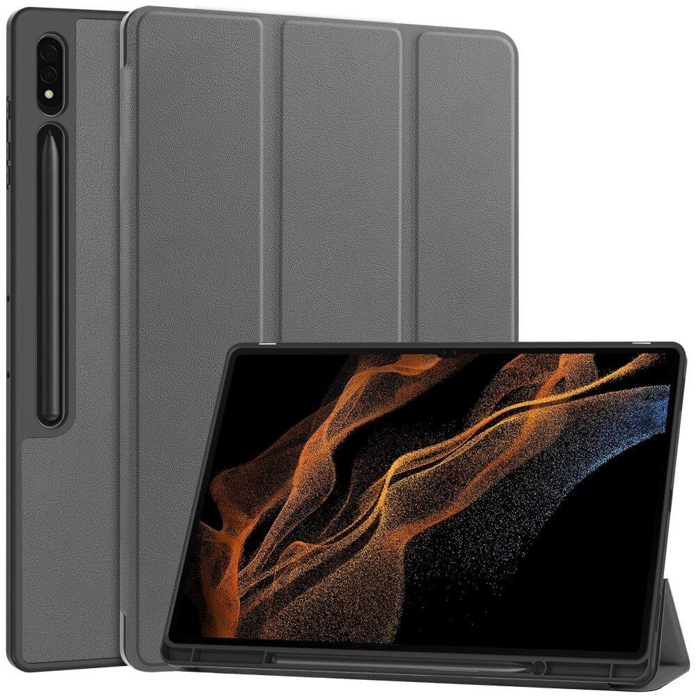 Thumbnail - Cover-Discount Galaxy Tab S10 Ultra - Smart Case Pencil Halter (Galaxy Tab S10 Ultra), Tablet Hülle, Grau