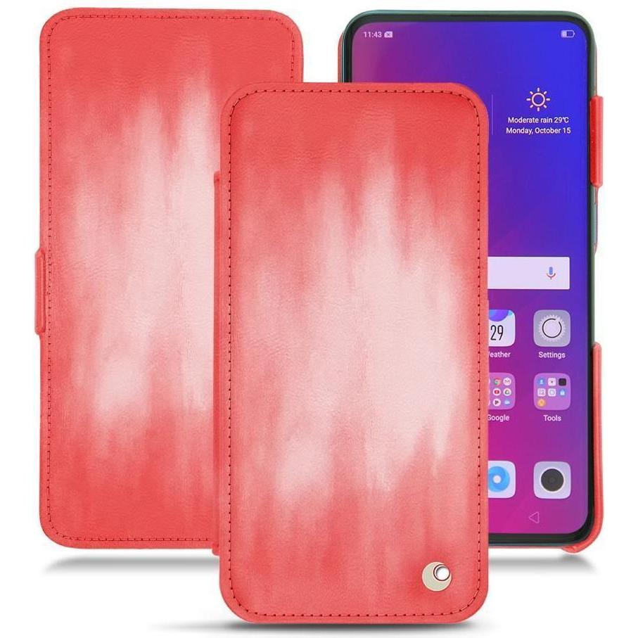 Noreve Lederschutzhülle horizontal (Oppo Find X), Smartphone Hülle, Rosa