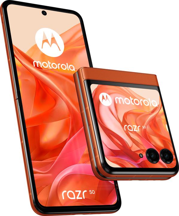Actual product image Motorola Razr 50 (256 GB, Sparkling Orange, 3.60", SIM + eSIM, 5G)