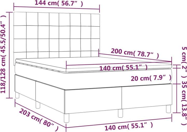 Actual product image vidaXL Boxspringbett (140 x 200 cm)