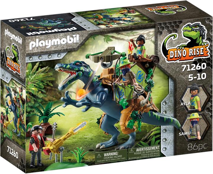 PLAYMOBIL Dino Rise 71260 Spinosaurus Removable Dinosaur Armour, Large Swivel Cannon Toy for Children from 5 Years