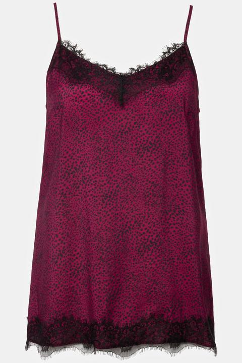 Immagine prodotto Ulla Popken Top smanicato in raso con pizzo e scollo a V (46, 48)