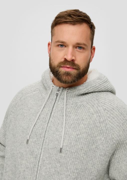 Produktbild s.Oliver Strickpullover Kapuzenjacke aus Teddy-Plüsch (3XL)