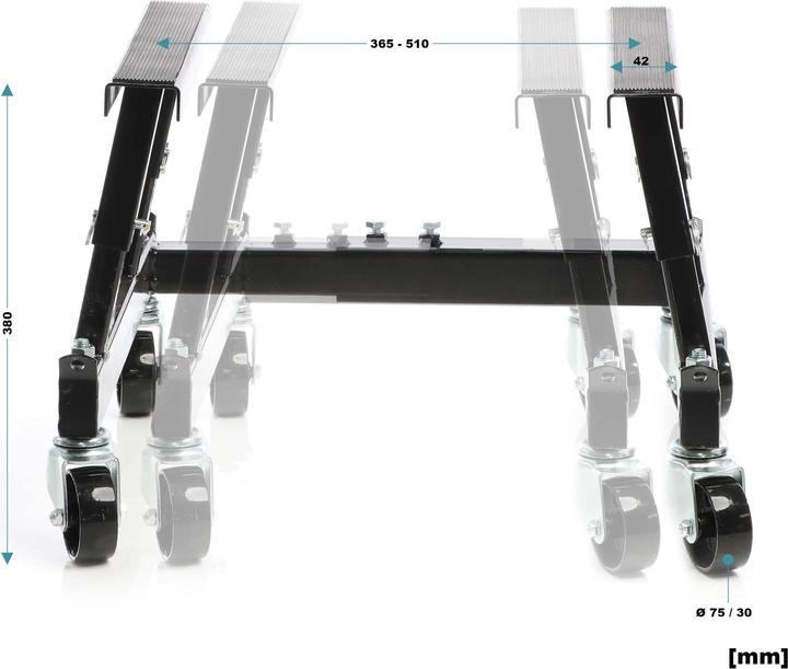 Image du produit Wiltec Cric Lève-moto Roulettes Support Montage mobile 680 kg Moto et VTT Atelier Pont élévateur