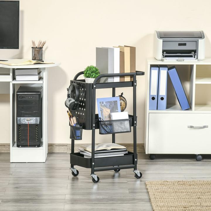 Image du produit Homcom Servierwagen Stahl, Kunststoff Schwarz
