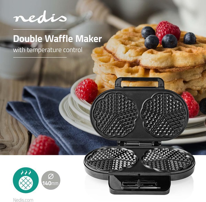 Immagine prodotto Nedis Ferro per waffle 2 x 5 Cialde a forma di cuore 12 cm 1200 W plastica/metallo (Spina UE)