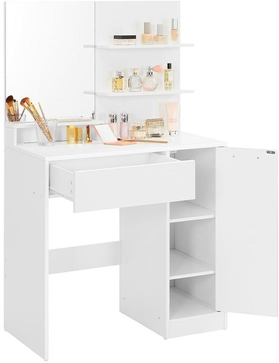 Actual product image Vasagle White rectangular dressing table, white side frame, 80.0 cm 132.0 cm (80 x 40 x 132 cm)