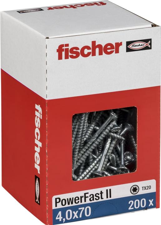 Actual product image Fischer Power-Fast II 670179 Chipboard screws 4 mm 70 mm T-profile steel galvanised 200 pcs. (200 Screws per piece)