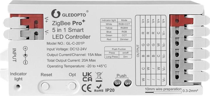 Image du produit Gledopto LED Controller Pro 5-in-1 ZigBee 3.0 12-24V DC GL-C-201P