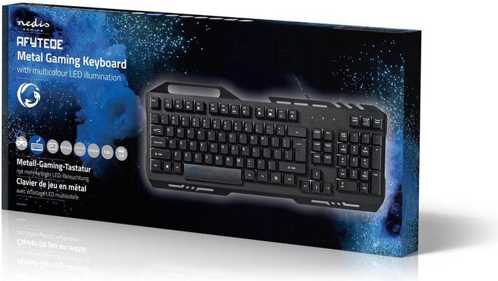 Actual product image Nedis Wired Gaming Keyboard Gaming Keyboard RGB Lighting USB 2.0 US International Metal Design US (Eng. Int., Cable)