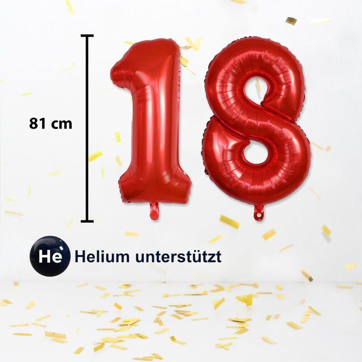 Image du produit Hermex 18 Ballon Fête d'anniversaire Folienballon Ballon chiffres (1 x)