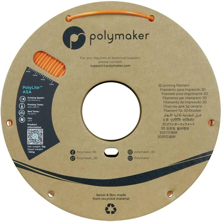 Actual product image Polymaker PF01016 Orange filament ASA UV-resistant, weather-resistant, heat-resistant, heat-resistant (ASA, 2.85 mm, 1000 g, Orange)