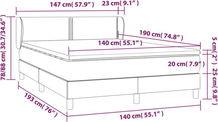 Produktbild vidaXL Boxspringbett (140 x 190 cm)