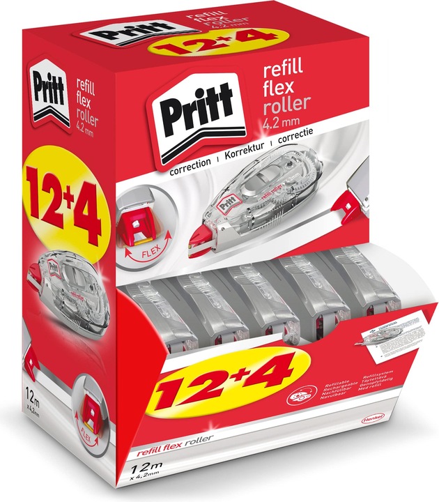 Produktbild Pritt Korrekturroller Refill Flex Masse: 4,2 mm x 12 m (B x L) Ausführung des Inhalts mit Packung: 16 S