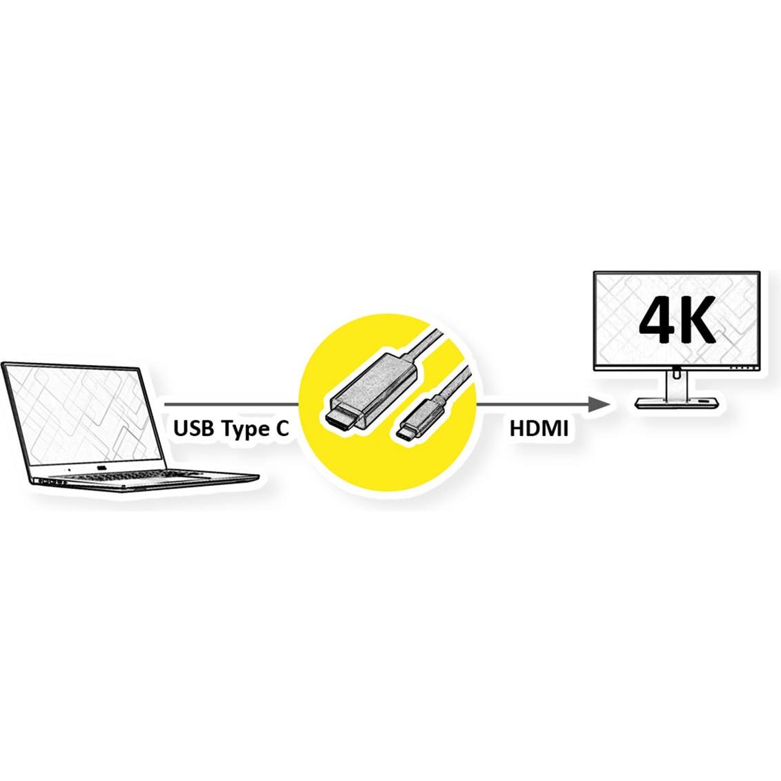 Thumbnail - Value USB Typ C — HDMI (Typ A) (1 m, HDMI, USB Typ C), Video Kabel