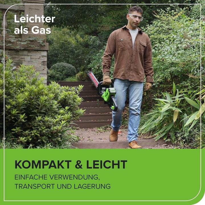 Image du produit Greenworks Taille-haie sans fil, lame double action, coupe 28 mm, 3400 tr/min, 3 kg (Fonctionnement sur batterie)