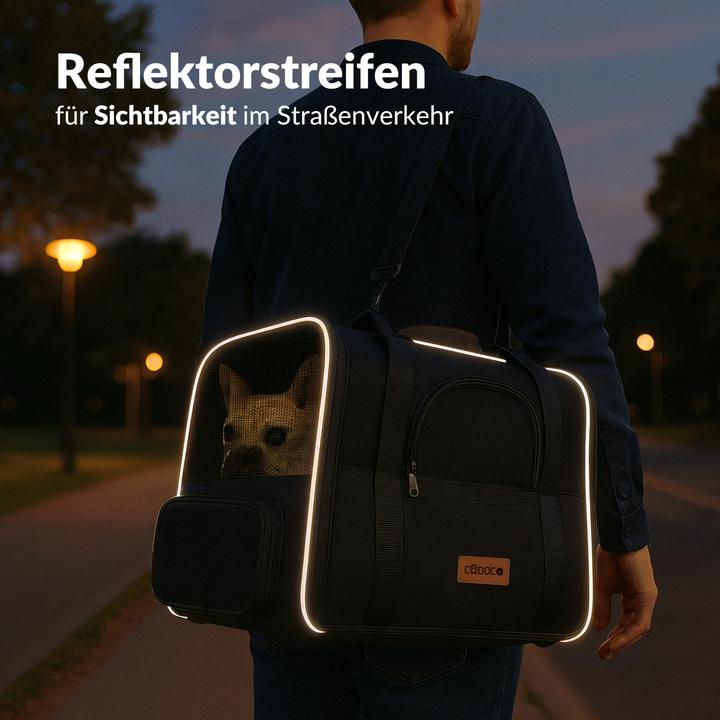 Produktbild Cadoca Haustiertragetasche (Katze, Reflektoren, Faltbar, Waschbar, Komplett zu öffnen)